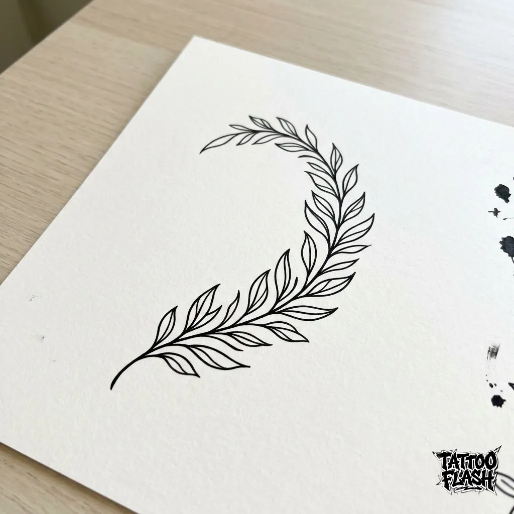 Minimalist Botanical Behind the Ear Tattoo