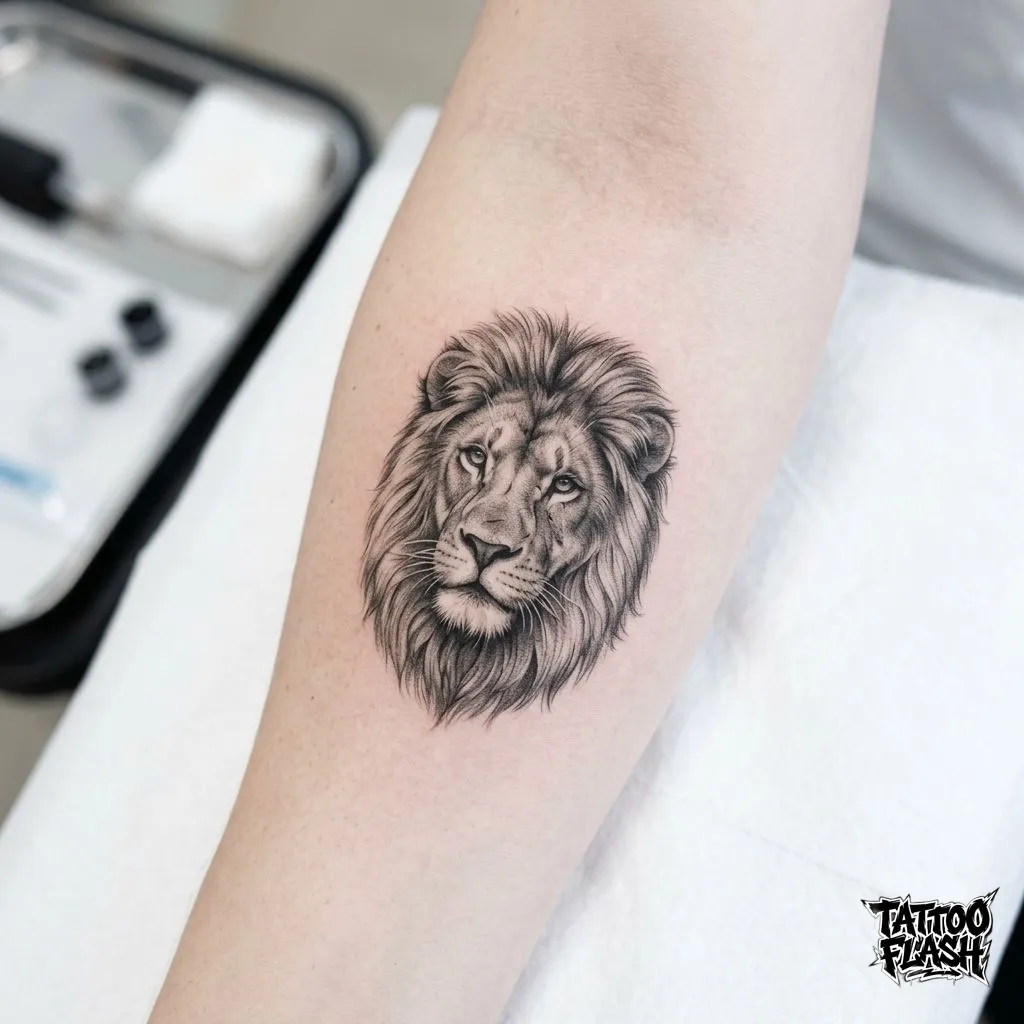 Micro Realism Lion Forearm Tattoo