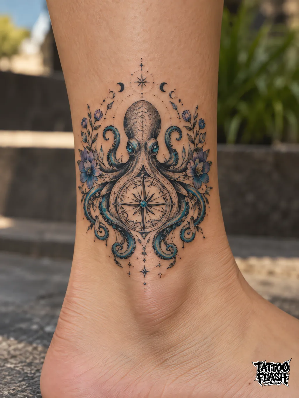 Fine-line Ankle tattoo design